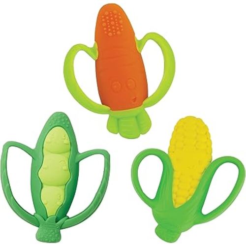 Infantino Farmers Market Teether Gift Set - Set of 3 BPA-Free Veggie Textured Silicone Teethers for Soothing Sore Gums, Multicolor