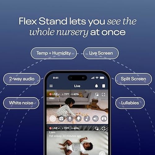 Nanit Pro Smart Baby Monitor & Flex Stand - 1080p Wi-Fi Video Camera, Sensor-Free Sleep & Breathing Motion Tracker, 2-Way Audio, Sound/Motion/Cry Notifications, Night Vision, and Breathing Band