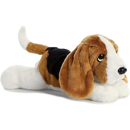Aurora® Adorable Flopsie™ Basset Hound Stuffed Animal - Playful Ease - Timeless Companions - Brown 12 Inches