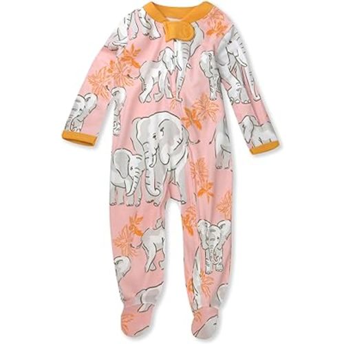 HonestBaby Sleep and Play Footed Pajamas One-Piece Sleeper Jumpsuit Zip-Front Pjs 100% Organic Cotton for Baby Girls