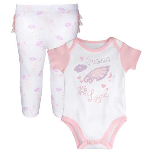 Girls Newborn & Infant Philadelphia Eagles White Spreading Love Bodysuit and Tutu Leggings Set