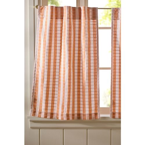 Cotton Woven Stripe Café Curtains, Set of 2