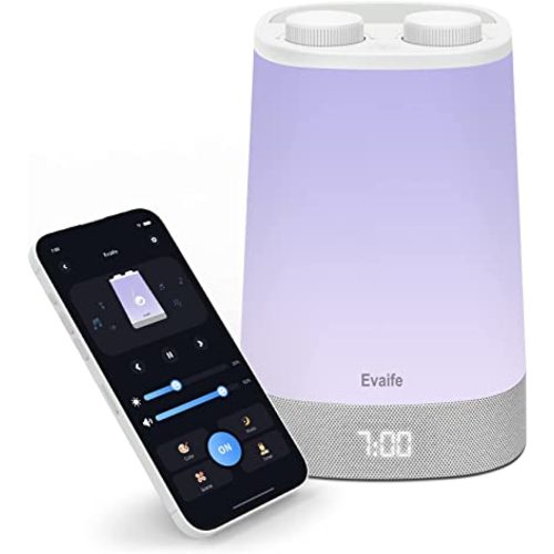 Evaife Sound Machine Baby, White Noise Machine with Night Light, Toddler Sleep Trainer with 17 Soothing Sounds, Timer, Kids Alarm Clock, App Control, Personal Sleep Routine, Nightlight for Baby Kids