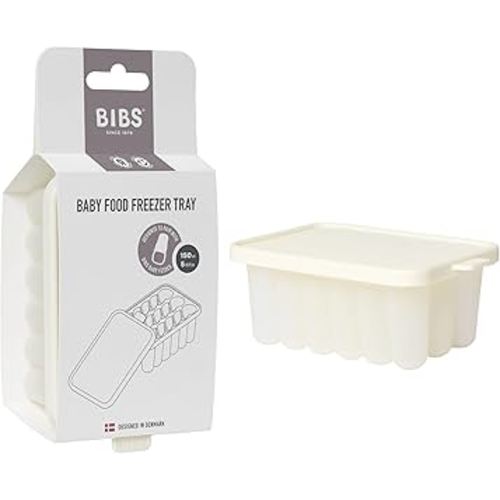 BIBS Baby Food Freezer Tray for Easy Storage, Compatible with BIBS Food Feeder, Spill-Proof, Silicone Bottom, Includes Lid, BPA-Free - Ideal for Breastmilk, Purees, Smoothies - Ivory