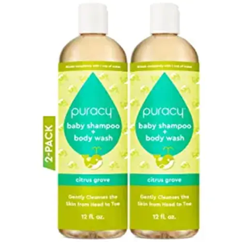Puracy Shampoo & Body Wash for Children - Perfect Skin, Pure Ingredients - with 12 Fruit & Vegetable Extracts for Silky Smooth Skin, Gentle Citrus Grove Aromas, 98.8% from Mother Nature (12 Oz, 2-Pk)