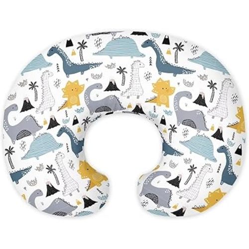 Dinosaur Nursing Pillow Cover Stretchy Removable Cover for Breastfeeding Pillows, Dinosaur Comfortable Slipcover for Baby Girl and Boy Fits The Original Support Pillow