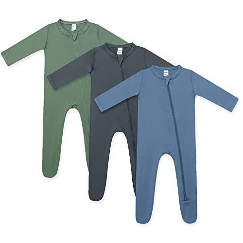 HAPIU Rayon from Bamboo Baby Footed Pajamas, 2 Way Zipper YKK, Footie for Baby Boy Girls, Newborn-24 Months