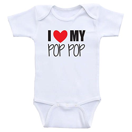 Heart Co Designs Cute Baby Bodysuits I Love My Grandpa, Grandad or Pop Pop Baby Clothes