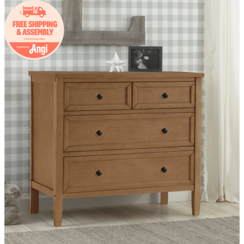 Delta Children Epic 3 Drawer Dresser with Interlocking Drawers, Chestnut