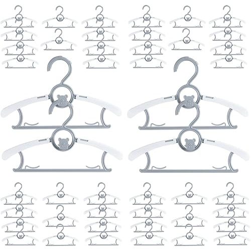 40 Pack Baby Hangers for Closet - Plastic, Kids, Space Saving, Non Slip, Extendable, Heavy Duty, Grey