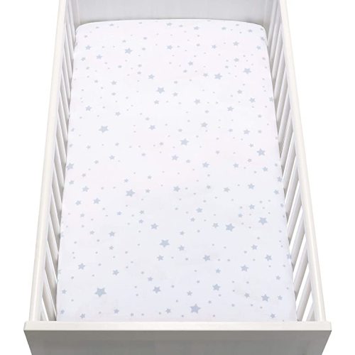 Newton Baby Organic Fitted Crib Sheets (2-Pack) - 100% Breathable and Ultra-Soft, 100% Organic Muslin Cotton, Stardust in Moonstone Mist & Solid White, Fits Standard Cribs - Stardust Moonstone Mist