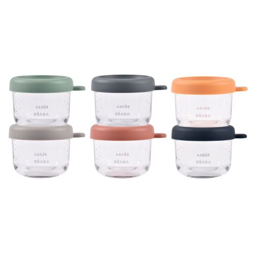 Set of 6 glass baby food jars 150 ml - Sunrise Color Mix | BEABA | USA
