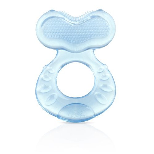 Nuby Silicone Teethe-eez Teether with Bristles, Includes Hygienic Case, Blue