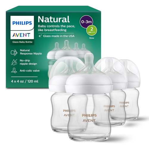 Philips Avent Natural Glass Baby Bottles Slow Flow 4 oz 4-Pack – Absolutely Cutely
