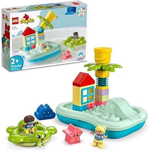 LEGO DUPLO Town Water Park 10989 Educational Building Bath Toy Set for Toddlers Ages 2+, Features a Floating Turtle Ring and Water Bucket to Encourage Imaginative Play in The Bath