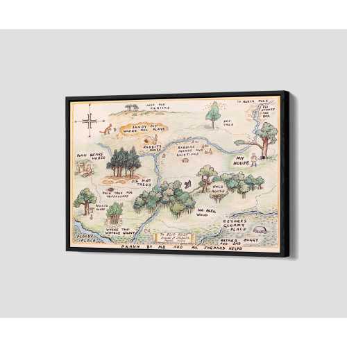 100 Acre Wood Map Poster Winnie the Pooh Map Canvas Pooh Wall Art 100 Akers Wood Framed Canvas Print Home Decor Q100 Birthday Gift