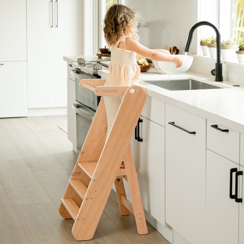Kids Step Stool for Ages 3+ in Natural Wood