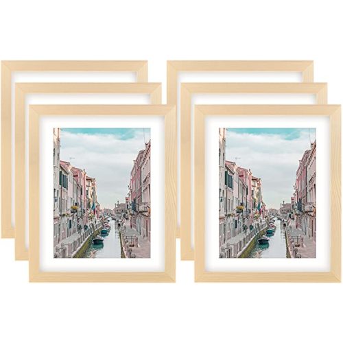 8x10 Grain Picture Frames Nature Solid Wood 6 Pack for Wall Mounting and Tabletop Display