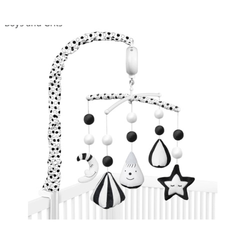 FEISIKE Baby Crib Mobile, Crib Toys Hanging with 35 Lullabies, 3 Modes Digital Musical Box（Turn Only, Music Only, Turn & Music Newborn Baby Toys Black/White for Boys and Grils