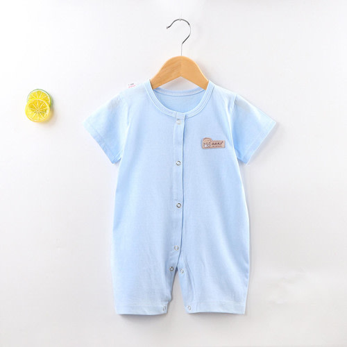 Nrmvnmi Newborn Baby Boys Girls Blue Rompers V Neck Short Sleeve Cotton Bodysuit Jumpsuit One Piece Outfit Clothes