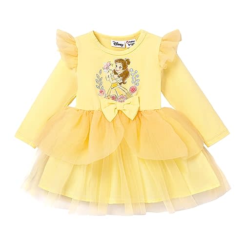 Disney Princess Baby Toddler Girl Flutter Long Sleeves Tulle Dress Birthday Party Costume