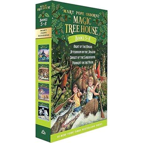 Magic Tree House Boxed Set, Books 5-8: Night of the Ninjas, Afternoon on the Amazon, Sunset of the Sabertooth, and Midnight on the Moon
