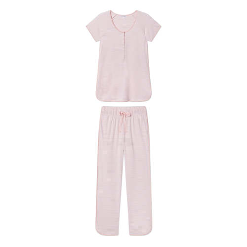 LAKE | Women | Pima Cotton Pajamas | English Rose Stripe Maternity Short Long Set- SIZE MEDIUM