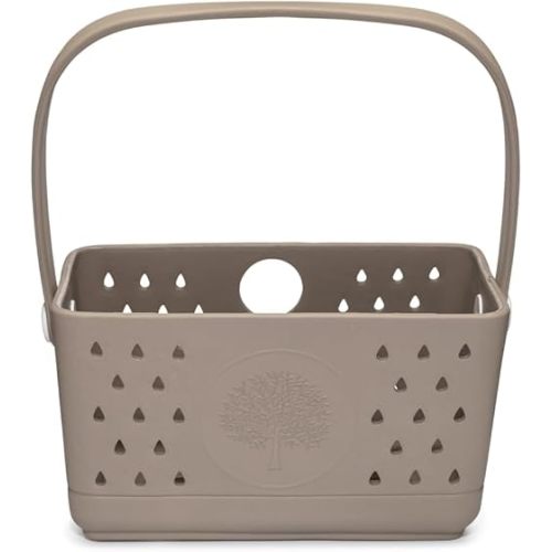 Parker Baby Bath Caddy | BPA Free & Food Grade Shower Caddy Organizer for Toys & Supplies | Quick-Dry, Sturdy & Perfect Size Shower Basket w/Handle in Neutral Colors