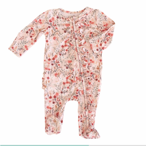Girl Ruffle Zipper Footies - Autumn Blooms