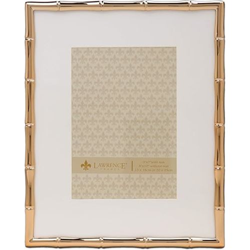 Lawrence Frames Bamboo Design Metal Frame, 8x10, Matted 5x7, Gold