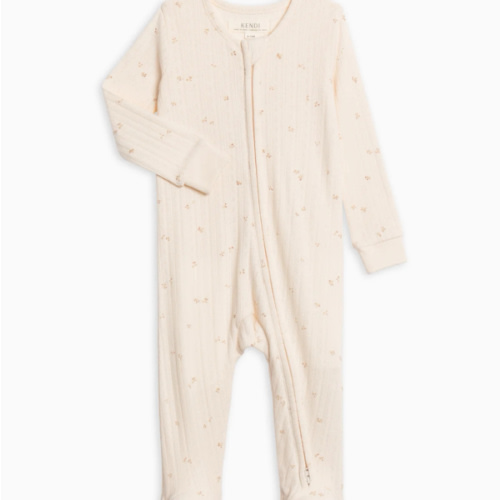 Maya Brushed Back Pointelle Footed Onesie Loren Floral 0-3mo