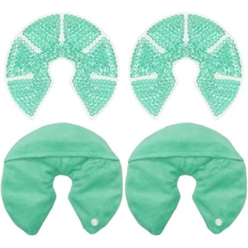 Hot/Cold Breast Gel Bead Ice Packs Breast Cooling/Heat Pads Relief for Breastfeeding, Nursing Pain, Mastitis, Engorgement, Swelling, Plugged Ducts | Boost Milk Let-Down & Production,2 Pack (Green)