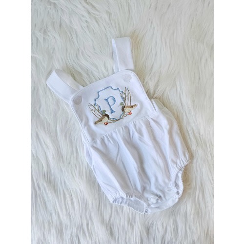 Embroidered Duck Sunsuit, Monogrammed Baby Summer Outfit