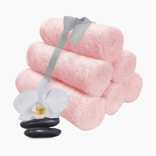 KeaBabies Deluxe Baby Bamboo Washcloths (6 Pack) - Blush Pink, 6