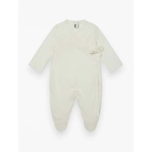 Baby Wrap Sleepsuit in Cream Pointelle
