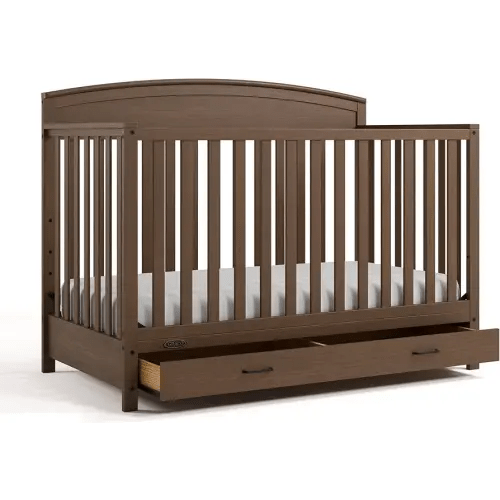 Graco Benton 5-in-1 Convertible Crib with Drawer (Hazelnut) – GREENGUARD Gold Certified, Converts from Baby Crib to Toddler Bed, Daybed and Full-Size Bed, Full-Size Nursery Storage Drawer