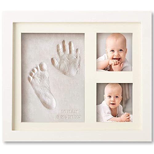 Baby Handprint and Footprint Makers Kit Keepsake Frame for Newborn Boys & Girls Baby Girl Gifts & Baby Boy Gifts New Mom Baby Shower Gifts Baby Milestone Picture Frames Registry Nursery Decor