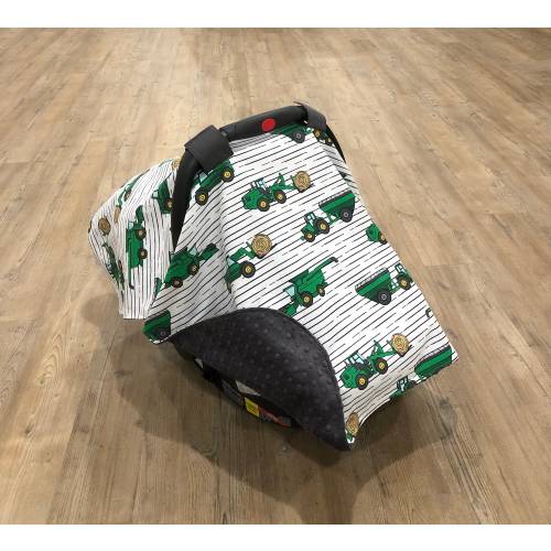 Car Seat Canopy~Tractor Baby Car Seat Cover~Farm Car Seat Cover~Boy Car Seat Cover ~Boy Baby Gift