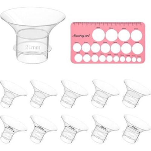 Flange Sizing kit 10PCS Flange Inserts 13/15/17/19/21mm & Nipple Ruler, Compatible with Momcozy S12 Pro/S9 Pro/S12/S9/Medela/Spectra etc Wearable Breast Pump 24mm Flange/Shield