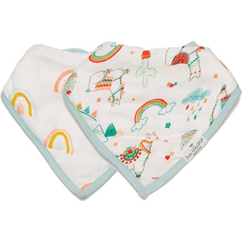 Loulou Lollipop Muslin Bandana Bib Drool Bib Set for Baby Girl and Boy, Adjustable 3 to 36 Months, 2 Pack