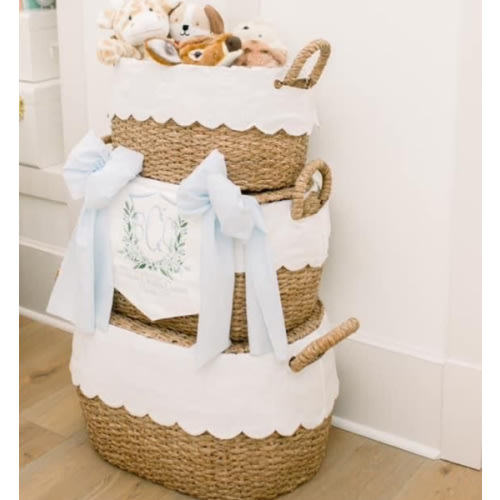 BW Wicker Stacking Storage Baskets