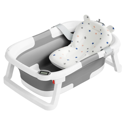 Collapsible Baby Bathtub,Baby Bath Tub with Soft Cushion & Thermometer,Baby Bathtub Newborn to Toddler 0-36 Months,Portable Travel Baby Tub