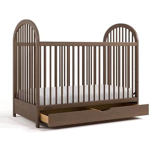 Graco Olivia 3-in-1 Convertible Crib with Drawer, Hazelnut | GREENGUARD Gold Certified, Converts from Baby Crib to Toddler Bed and Daybed, Crib with Storage, 4 Mattress Heights