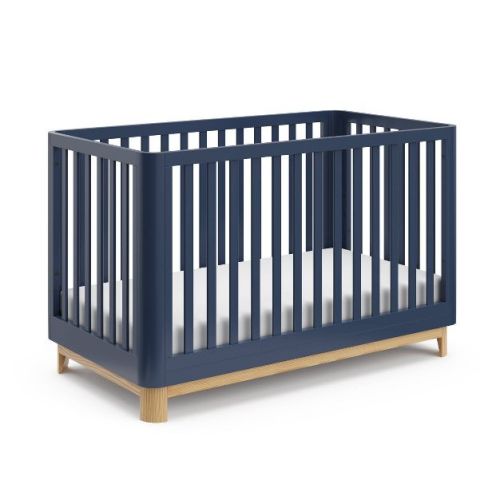 Storkcraft Santos 3-in-1 Convertible Crib - Midnight Blue/natural