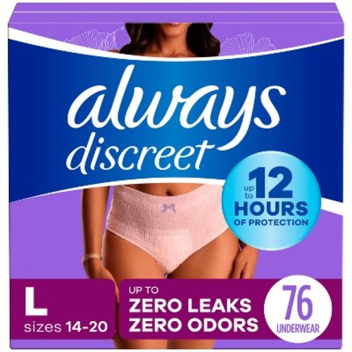 Always Discreet Incontinence Underwear Women's - Maximum Protection - Large - 76ct