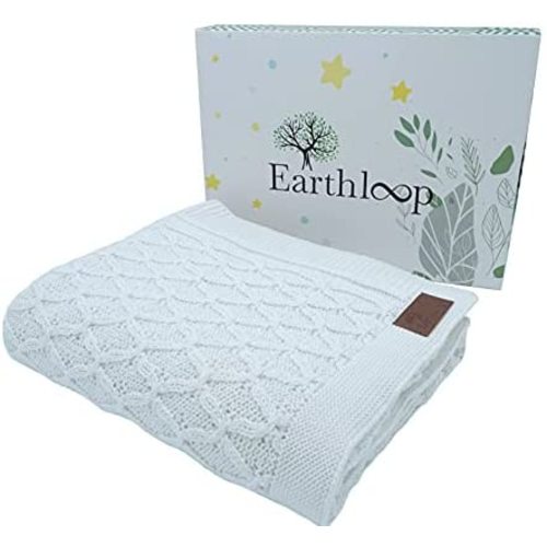 Soft Knit Baby Blanket 100% Organic Cotton GOTS Certified, Swaddle, Receiving and Stroller Blankets, White Neutral for Boy, Girl, Newborn, Infant and Toddler 40 x 30 inches