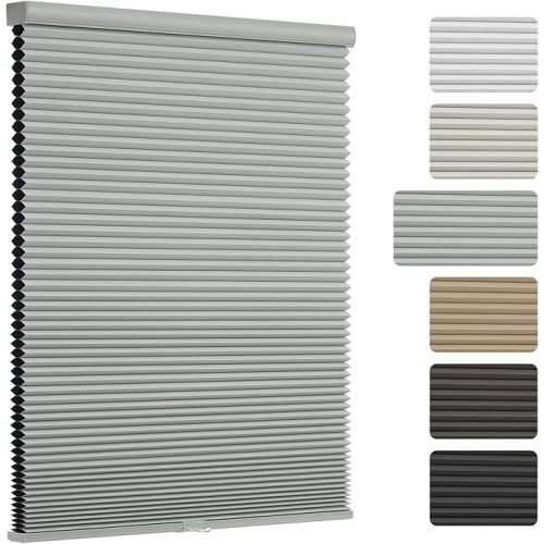 Changshade Blackout Cellular Shades, Cordless Honeycomb Window Blinds with Aluminum Alloy Rails, Color-Matching Fabric, Easy to Install for Bedroom, Living Room and Office,34" W72 H,Gray