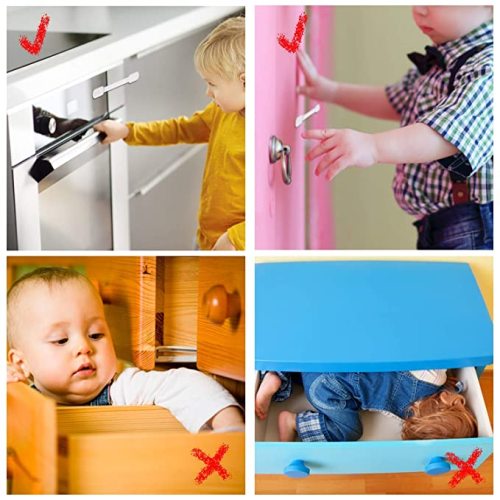 Child Safety Locks -VALUE PACK (10 Straps)- No Tools or Drilling  (White/White)