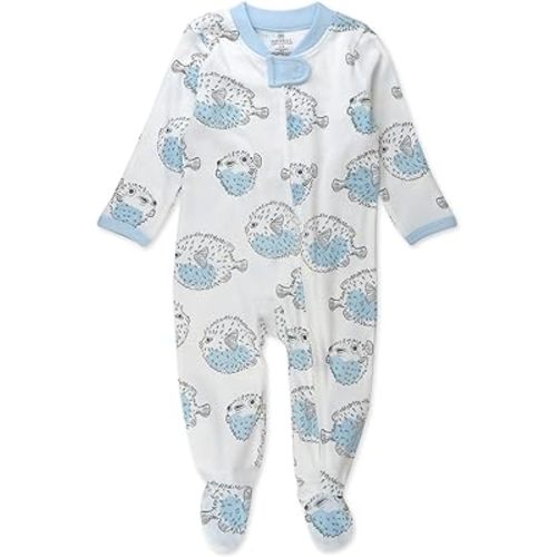 HonestBaby Sleep and Play Footed Pajamas One-Piece Sleeper Jumpsuit Zip-front PJs Organic Cotton for Baby Boys, Unisex