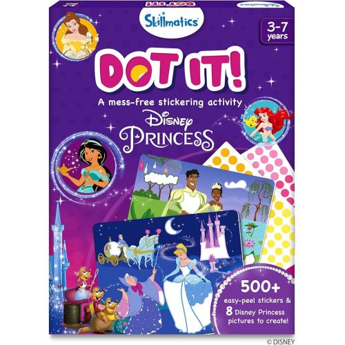 Skillmatics Dot It Sticker Art Activity - Disney Princess, Mess-Free Fun for Kids, 500+ Stickers, Craft Kits, DIY Activity, Travel Toys, Gifts for Girls & Boys Ages 3, 4, 5, 6, 7